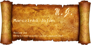 Marczinkó Jolán névjegykártya